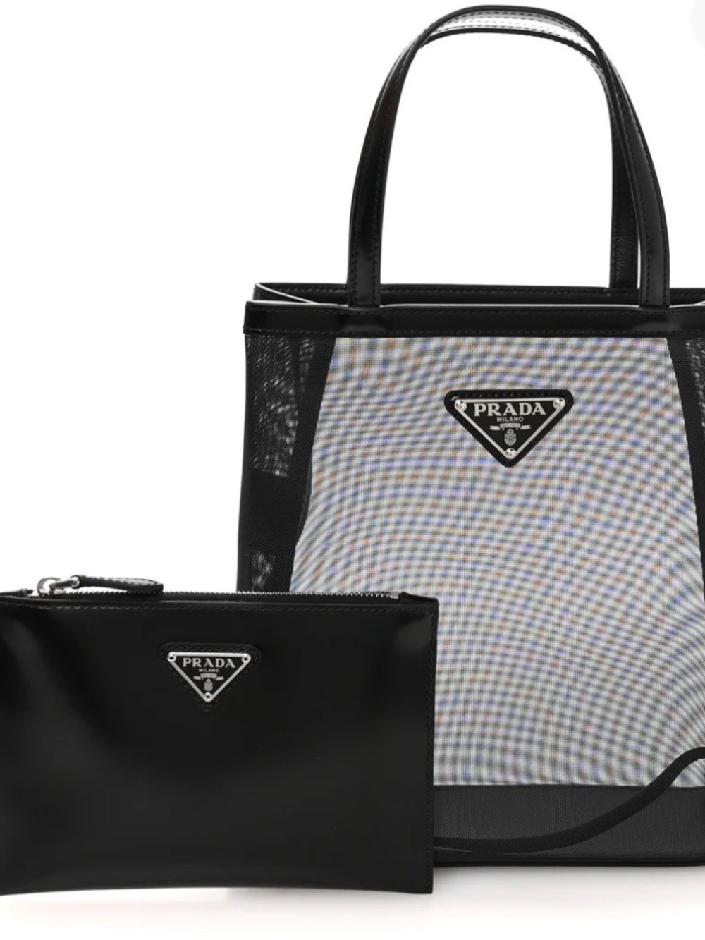 Prada Small Mesh Black Tote,EUC